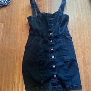 Black Overall Dress with buttons and pockets!